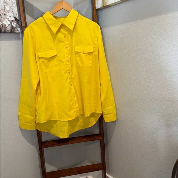 SHEIN Yellow Button-Up Blouse - Picture 1 of 3